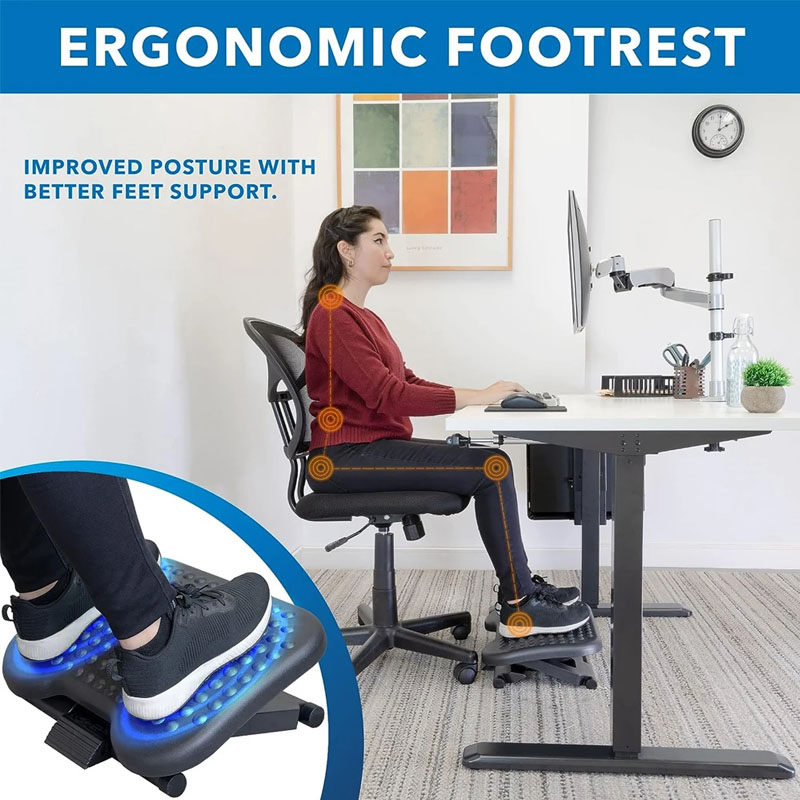 3 Adjustable Heights Foot Rest Adjustable Ergonomic Under Desk ...