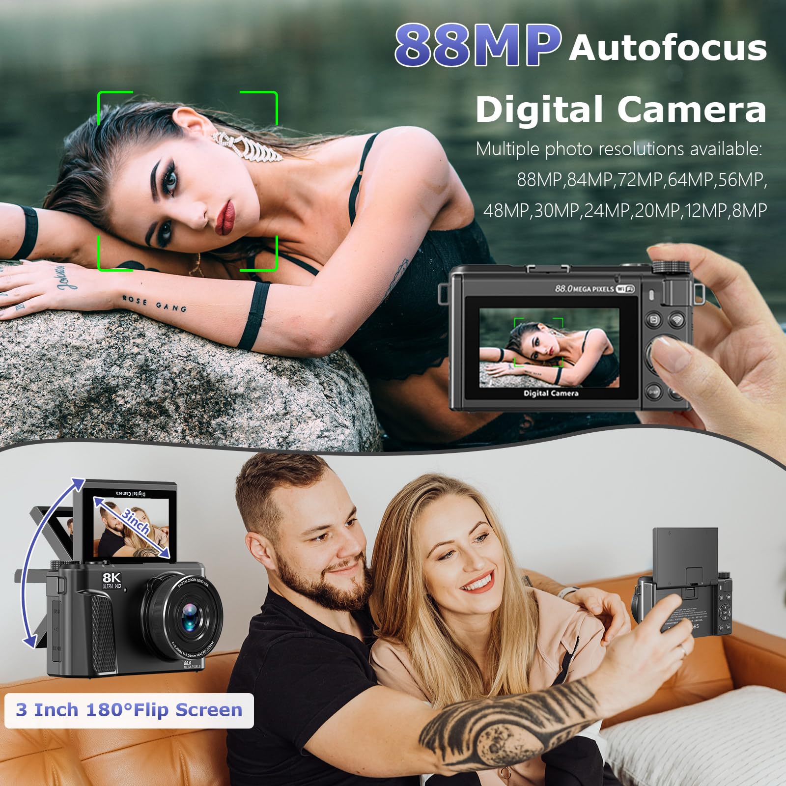 VETXI -30 8K photography digital camera - 88MP WiFi video recording ...