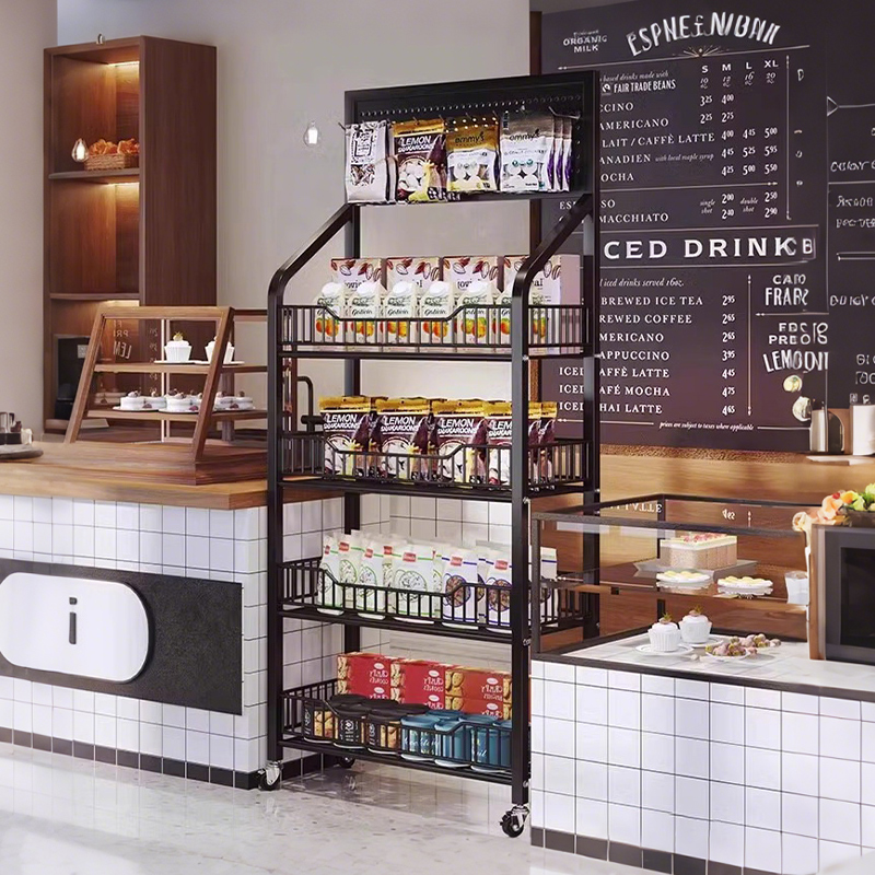 Supermarket Snack Storage Rack Food Beverage Mobile Display Rack ...