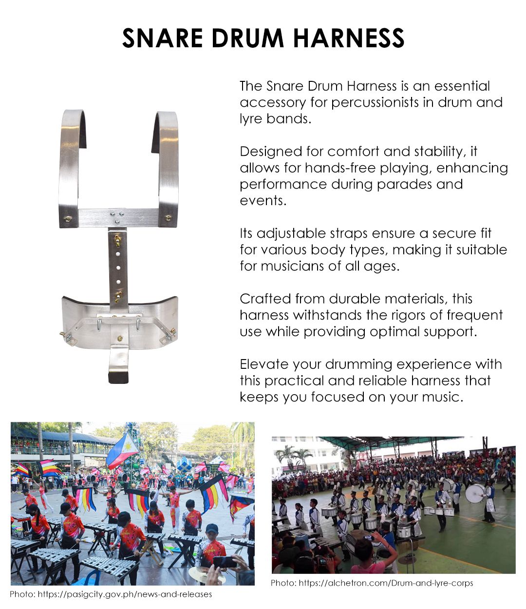 Snare Drum Harness for Drum and Lyre Band Percussion Drum Instrument ...