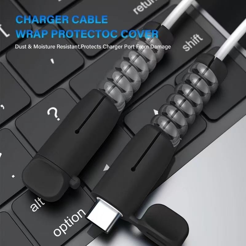 Charger Protector Cover Silicone Spring Winder Cable Protector 140cm ...