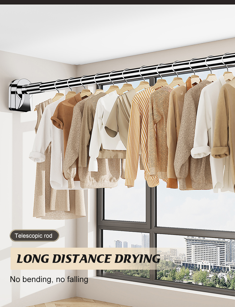 Extendable Punch-Free Telescopic Rod Adjustable Rack Pole Stainless ...