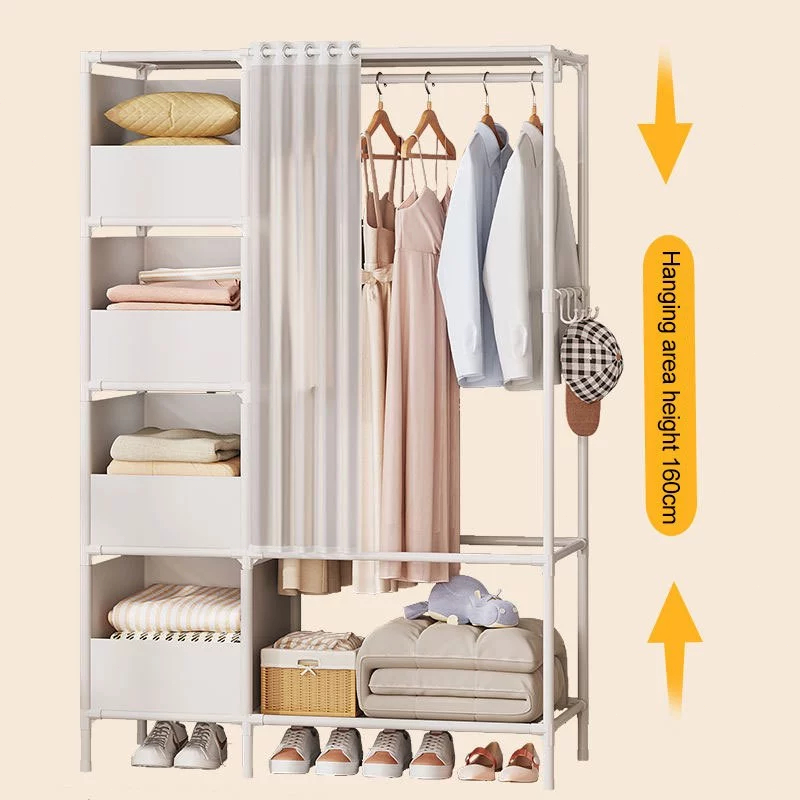 Bedroom Dustproof Cabinet Clothes Organizer Rack Sealed Curtain ...