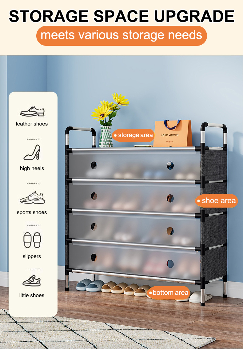 Black shoe rack with cover stainless steel rack and dustproof ...