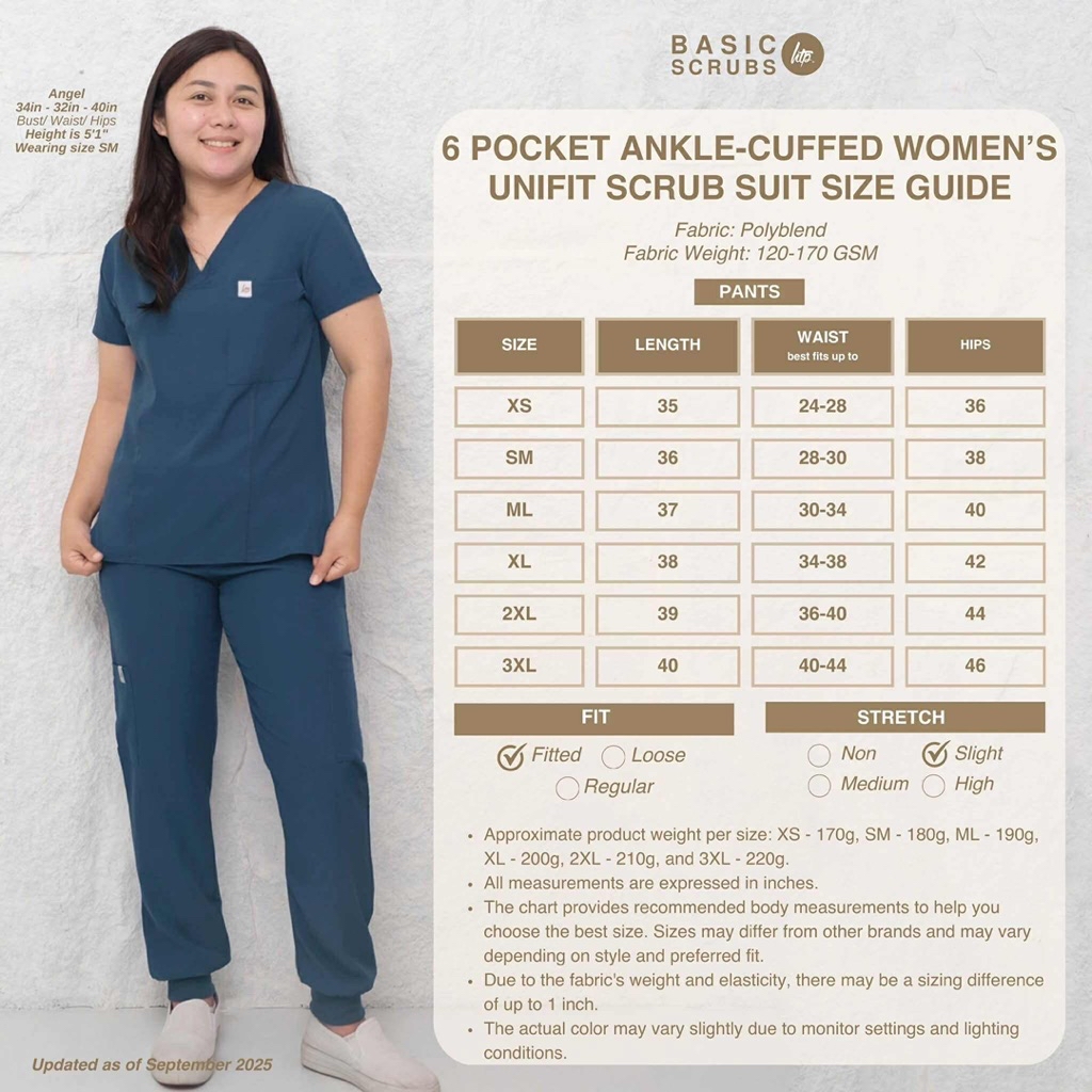 HTP Basics 6 Pocket Ankle-Cuffed Women's Unifit Scrub Suit Workwear For ...