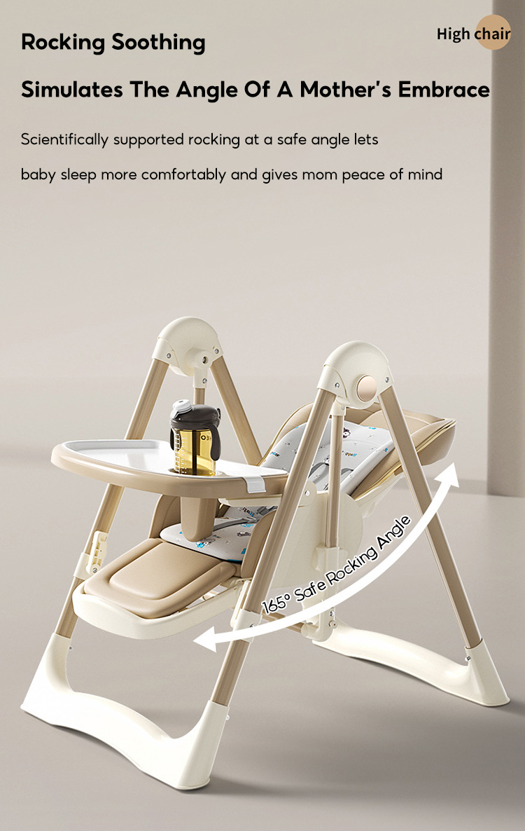 Foldable High Chair for Baby Rocking Chair Function Height Angle ...