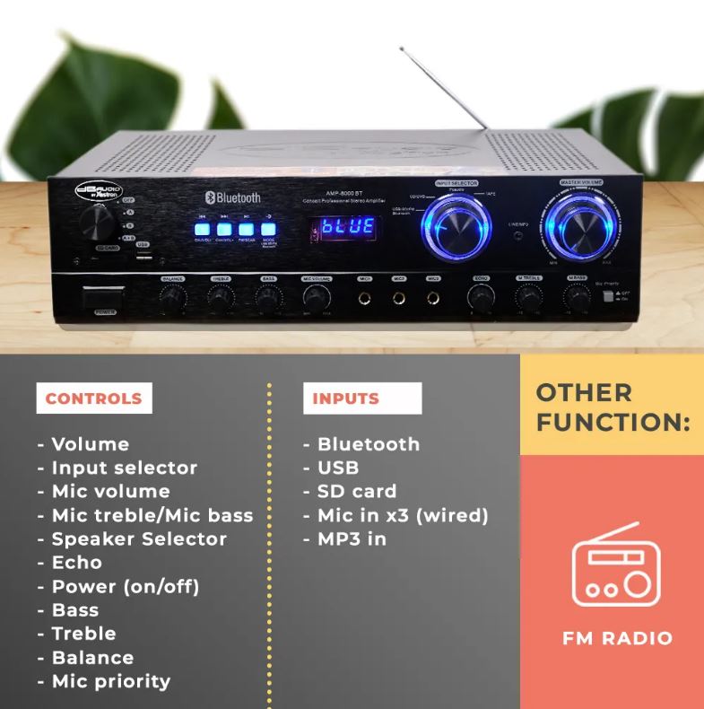 DBaudio AMP-8000 BT Concert Professional Stereo Amplifier Bluetooth ...