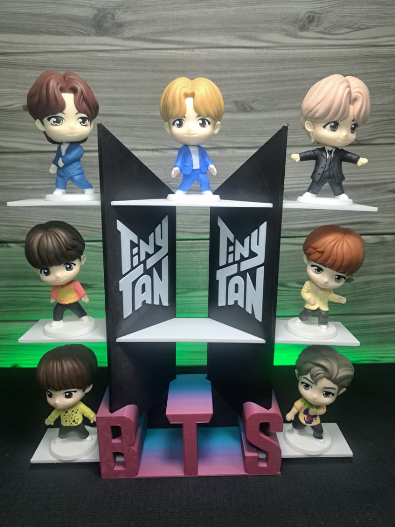 TinyTAN BTS Figure Stand V2 – Multi-Level 3D Printed Display Rack with ...