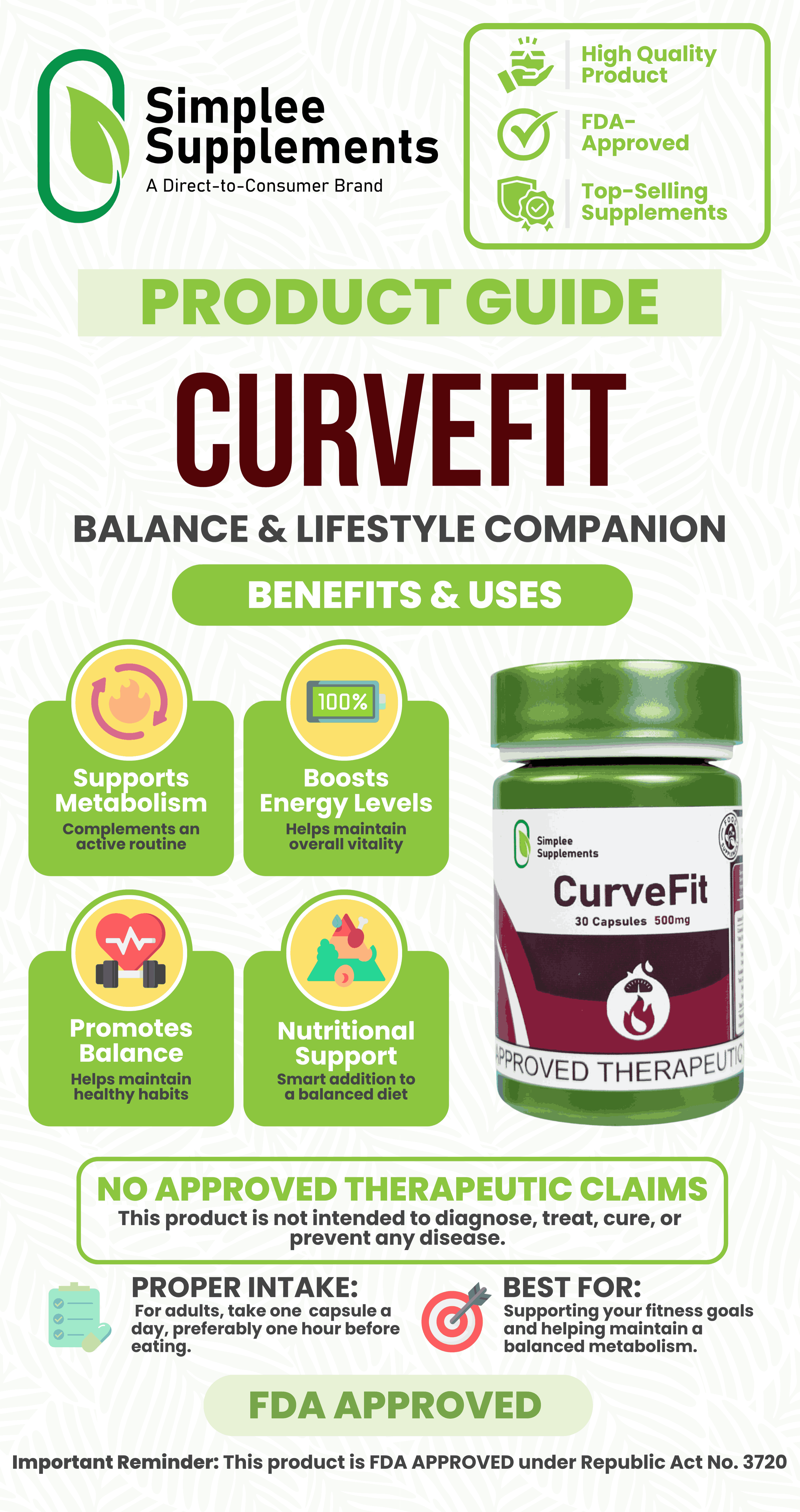 Simplee CurveFit – 500mg | 30 Capsules – Supports Wellness, Daily ...