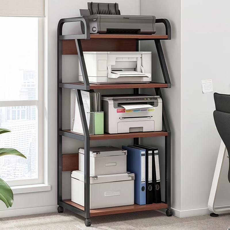 Printer Storage Rack With Wheels Movable Metal Floor Office CPU Stand ...