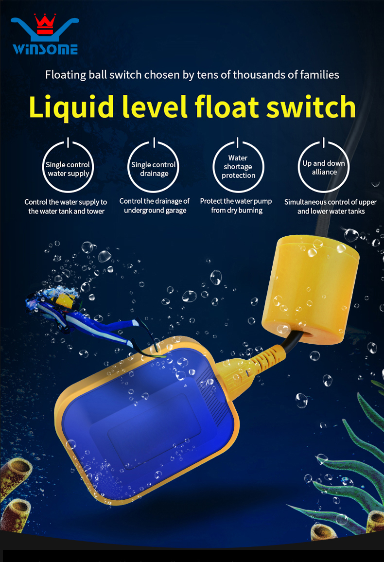 Cable Type Float Switch Liquid Fluid Water Level Controller Sensor 2m ...