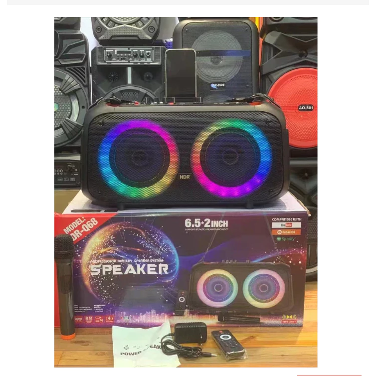 NDR-Q68 Double 6.5 Inches Portable Karaoke Wireless Bluetooth Speaker W ...