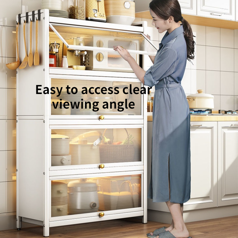 Kitchen Dust Cabinet Rack With Wheels Dustproof Storage Cabinet Carbon ...
