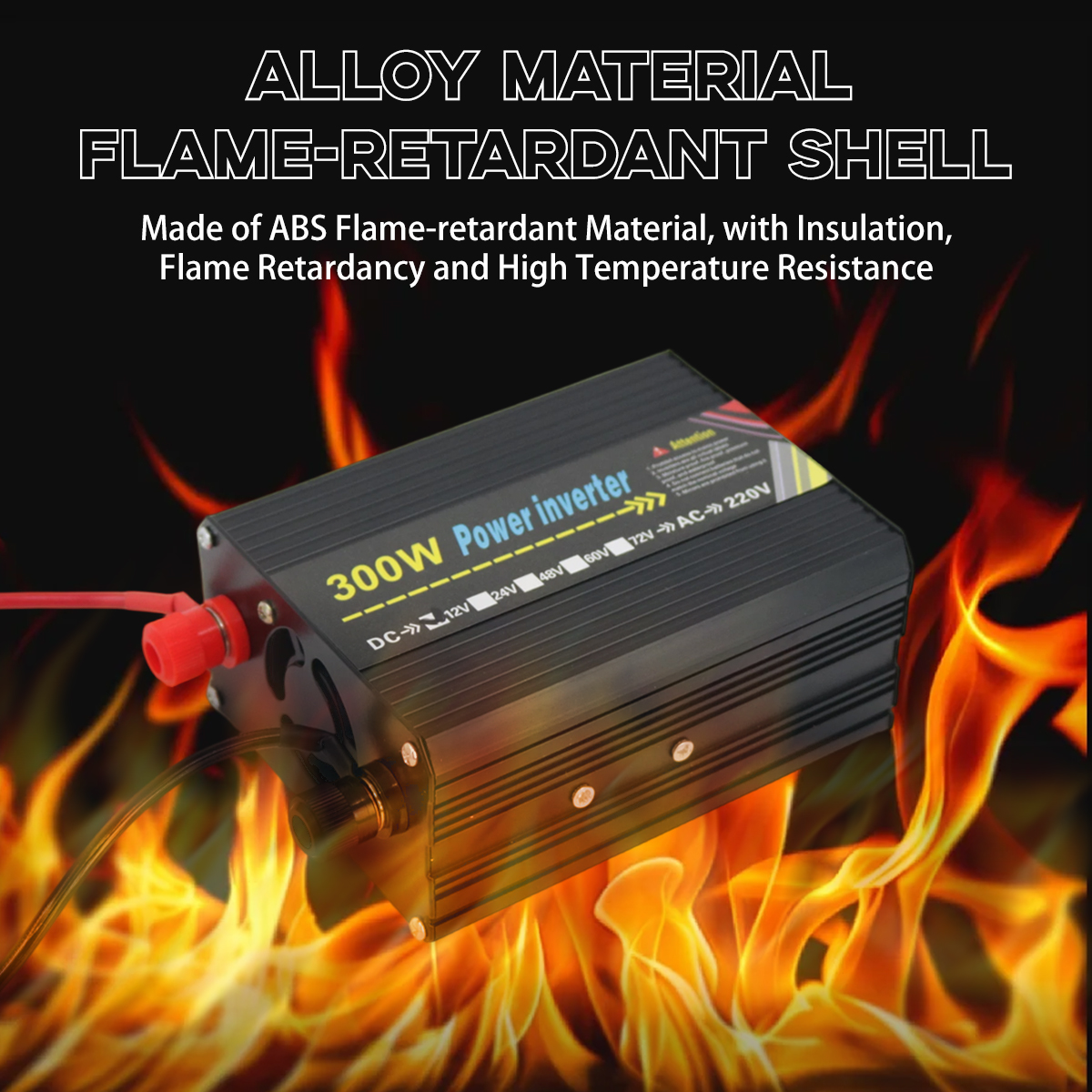 300W Car Power Inverter Solar Converter Pure Sine Wave DC 12V to AC ...