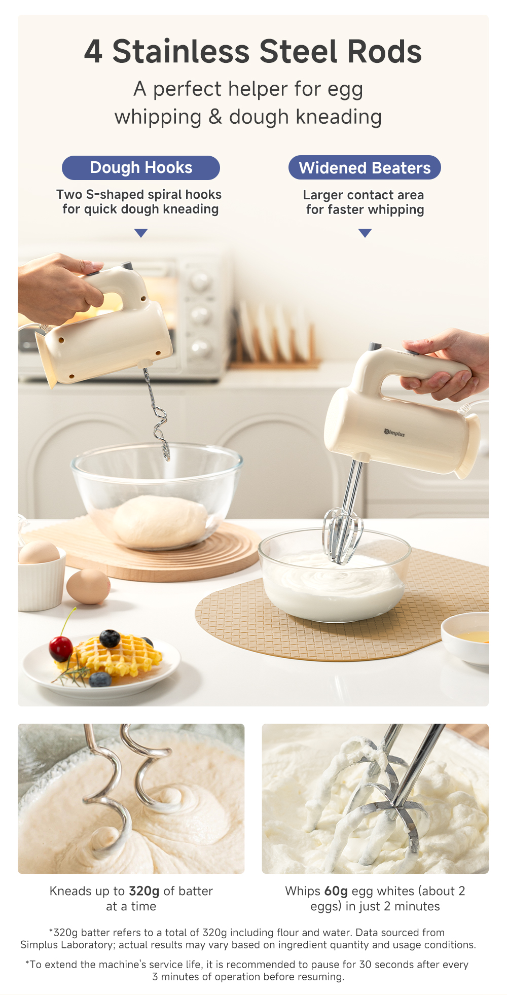 Simplus Multifunctional Electric Hand Mixer-Lightweight Cream Whipper ...