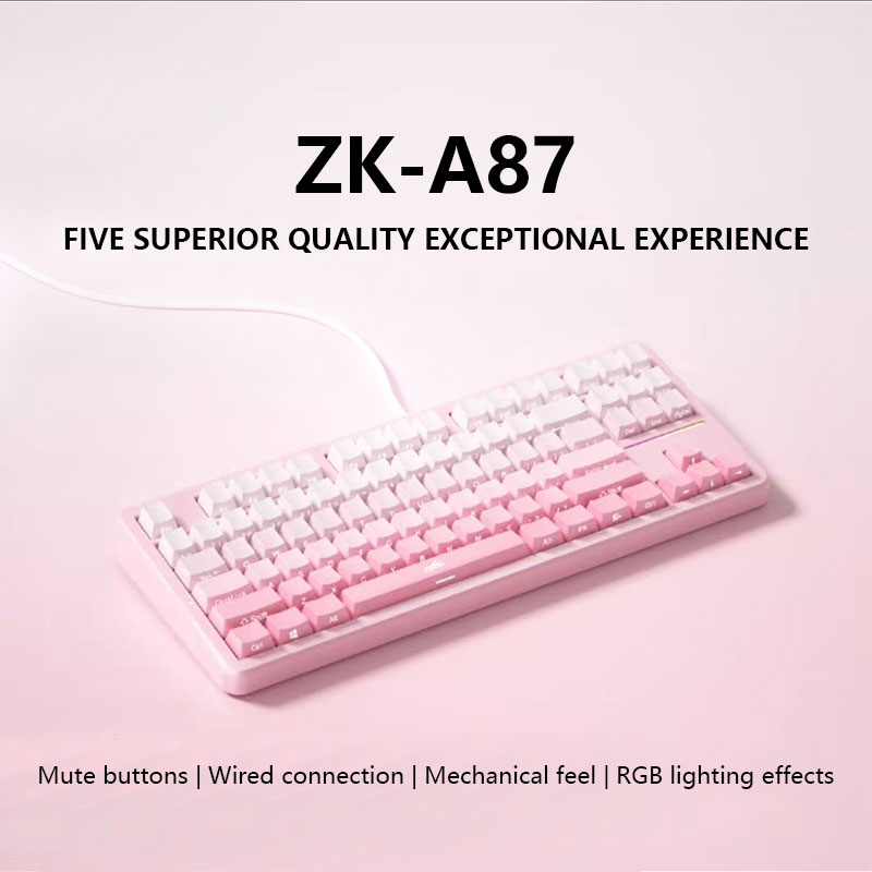 Zeus A-87 RGB Mechanical Feel Keyboard Side Printed Keycaps With Stand ...