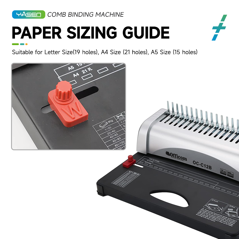 Officom OC-C12B A4 21-Hole Comb Binder - 12-Sheet Punch for Reports ...
