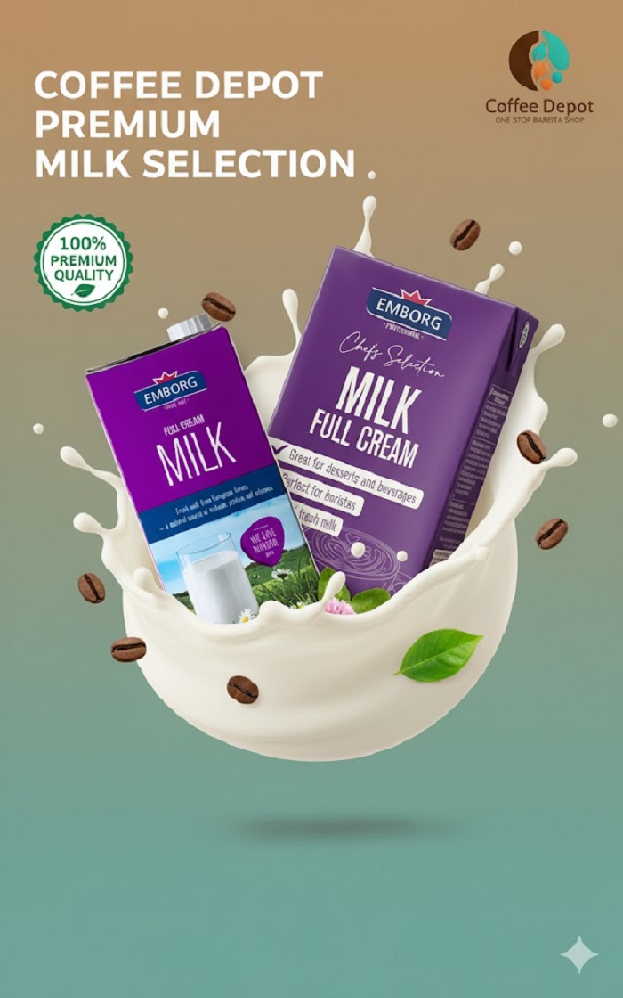 Emborg Dairy Milk 1L x3 - Chef's Selection Barista Milk and Full Cream ...