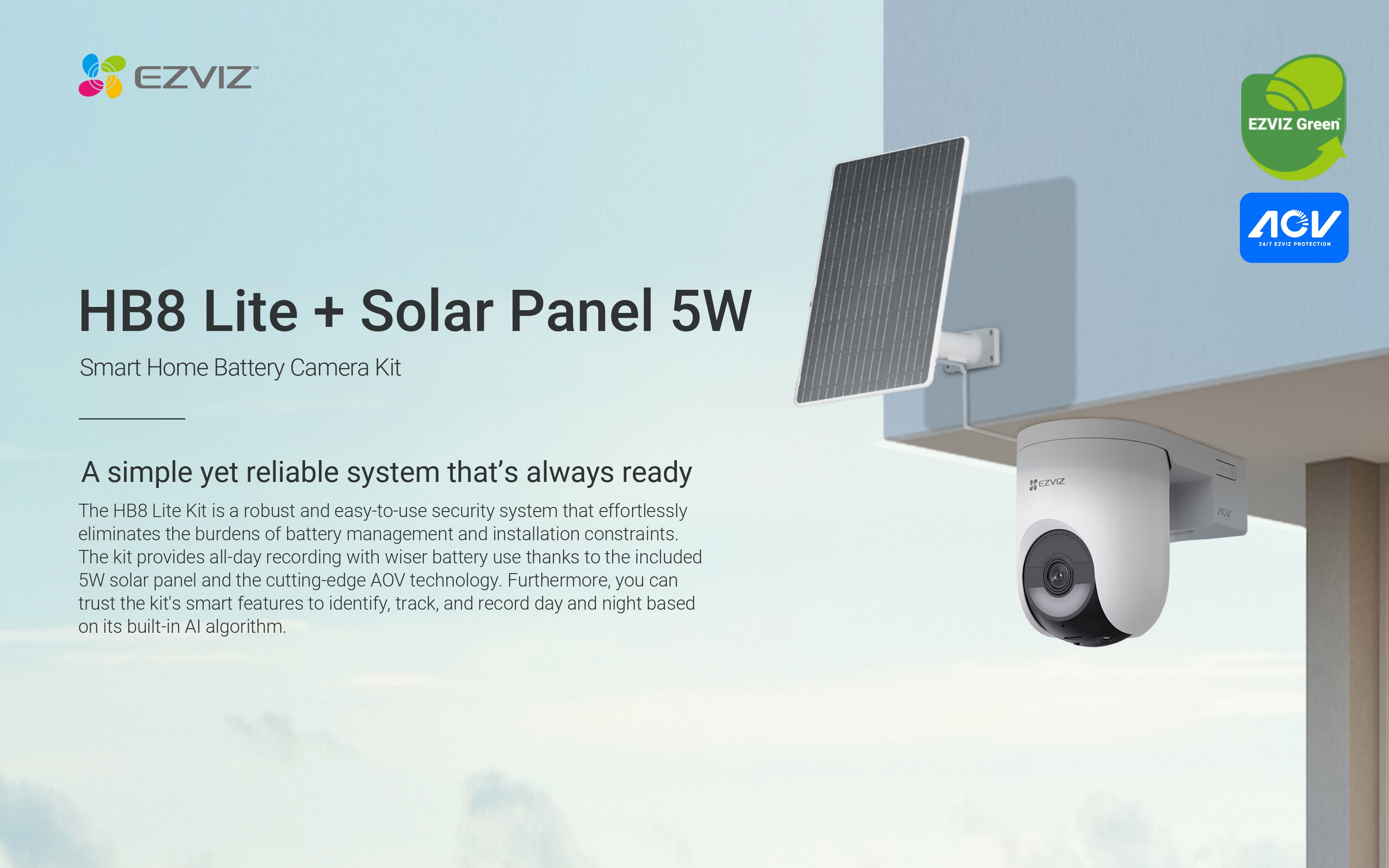 EZVIZ HB8 Lite 2K+/4MP + Solar Panel 5W Smart Home Battery Camera Kit ...