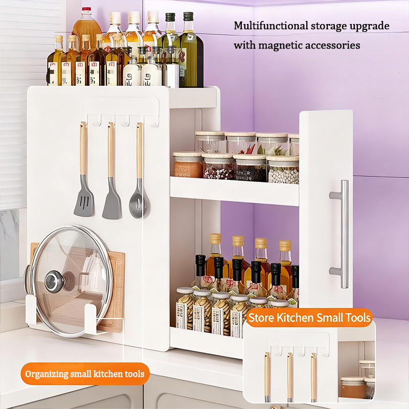 Kitchen bottle and jar storage rack, Multi-functional narrow side pull ...