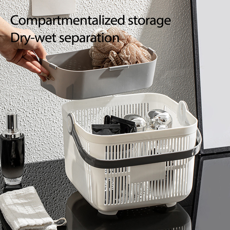 Double Layer Detachable Wash Basket With Dry And Wet Separation Student ...