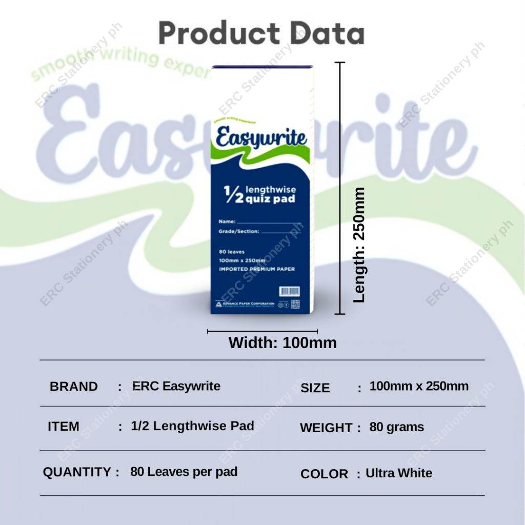 ERC 6in1 Writing Pad Set Easywrite • 1/4 1/2 Intermediate Grade Pad ...