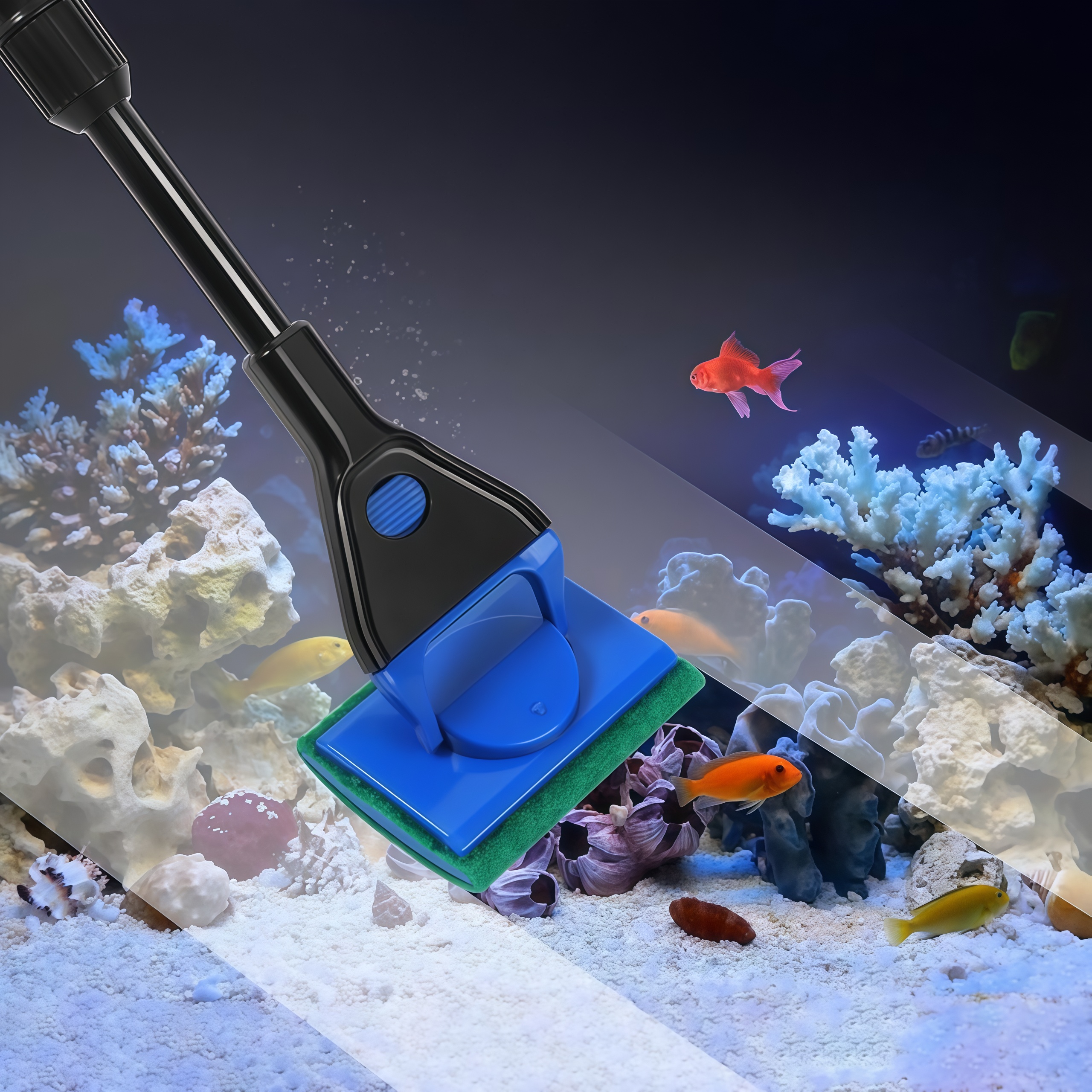 Aquarium Brush Sponge Scraper Long Handle Fish Tank Cleaning Tool ...