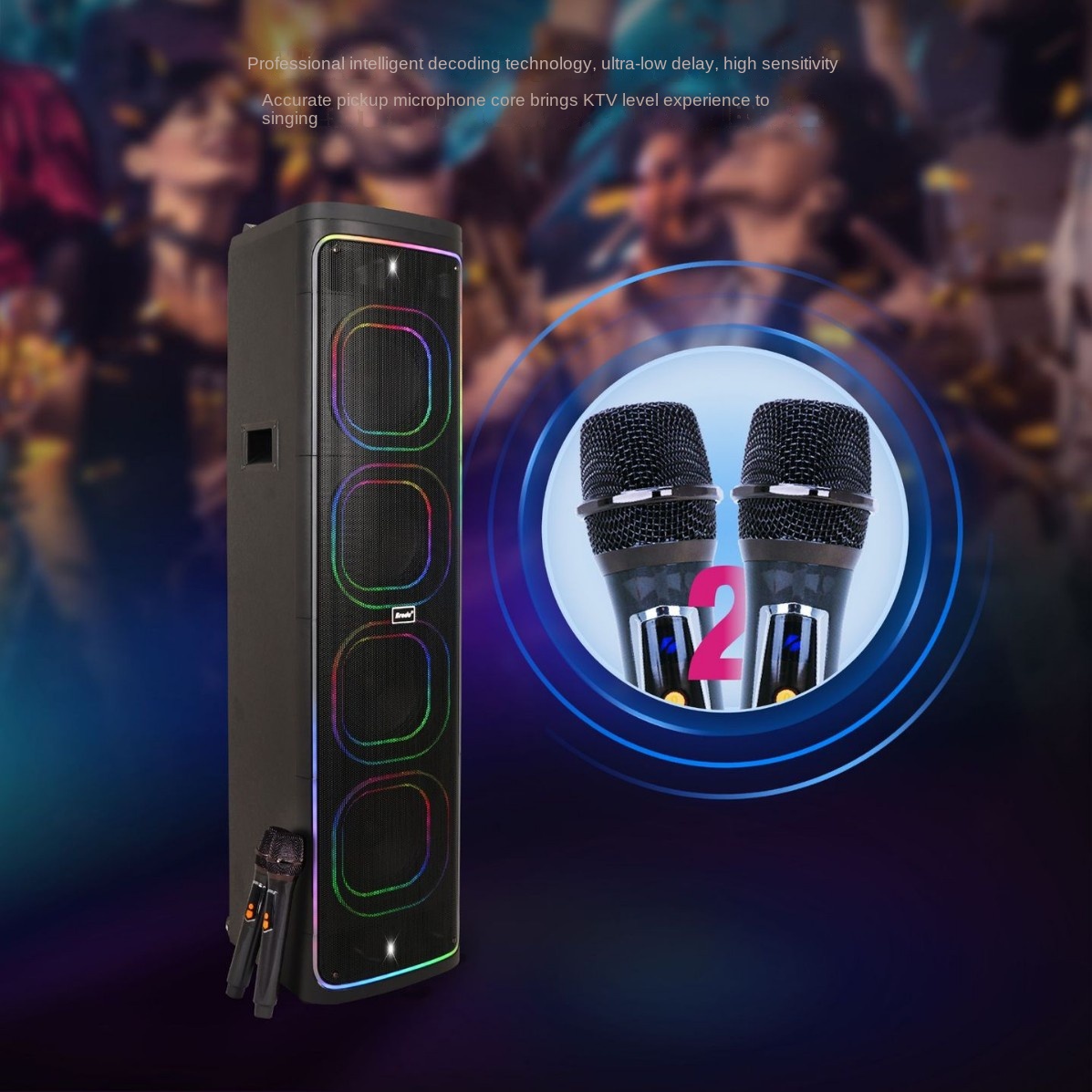BTS-2271 Karaoke Machine with Dual Wireless Microphones and Outdoor ...