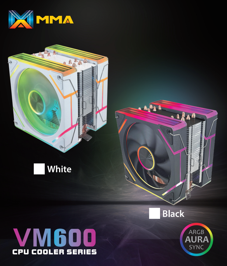 MMA CPU COOLER BLACK VM600 LGA 1150/115/1155/1156/1200/17XX/1366 AMD I ...