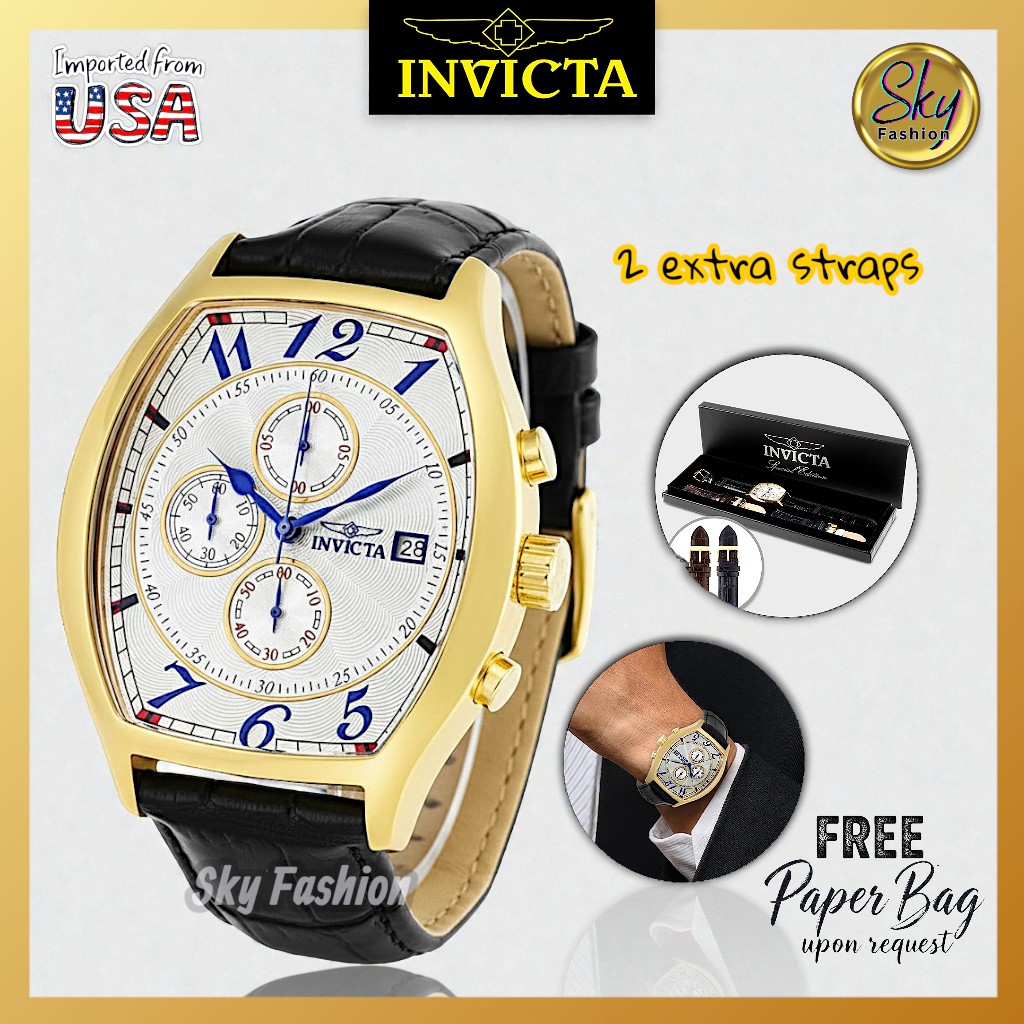 Original Invicta Specialty w/ 3 Interchangeable Textured Leather Strap ...