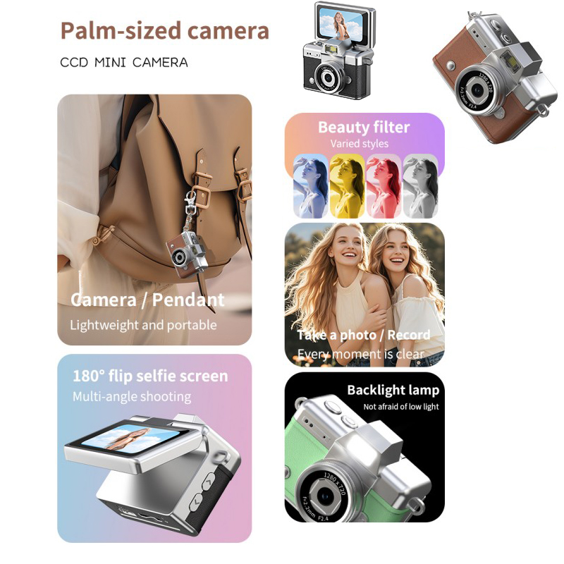 New Creative Mini Camera Keychain With Flash HD Cartoon Camera Necklace ...