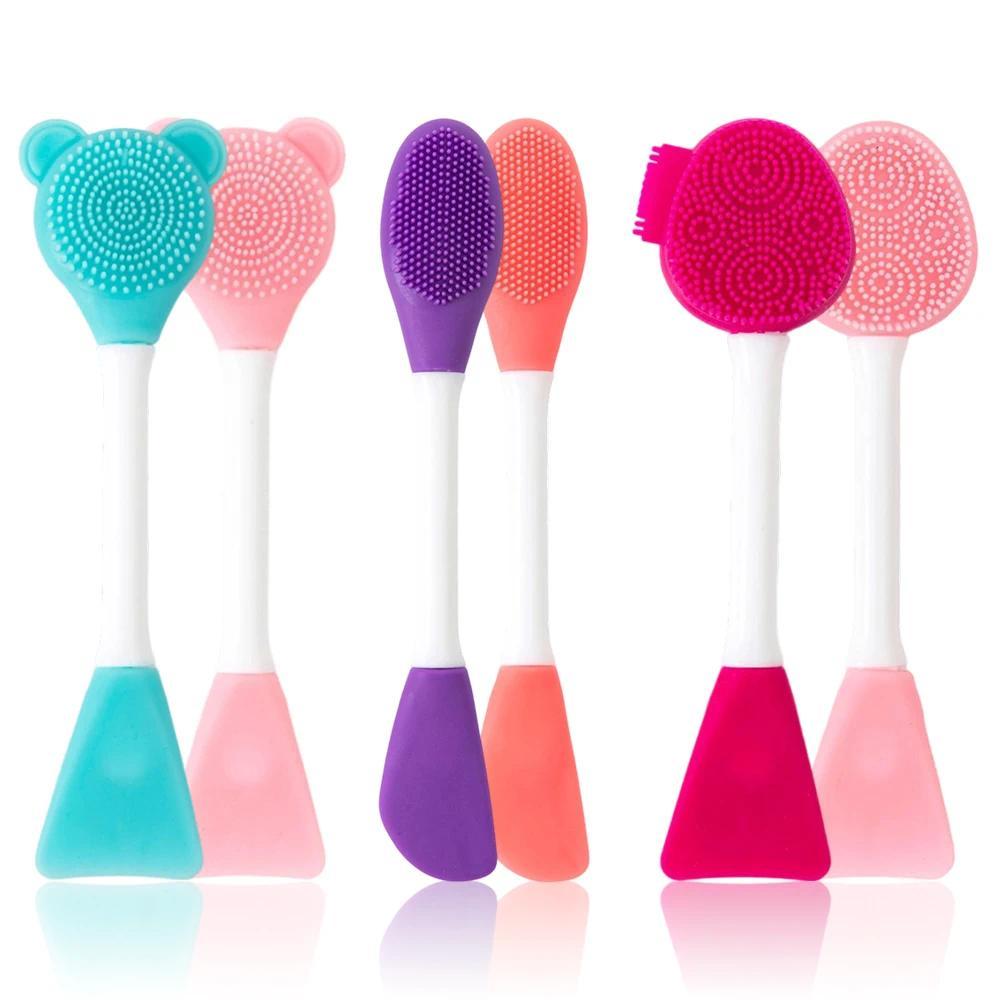 Silicone Double head Mask Brush Face Scrubber Brush Mud Special Scraper ...