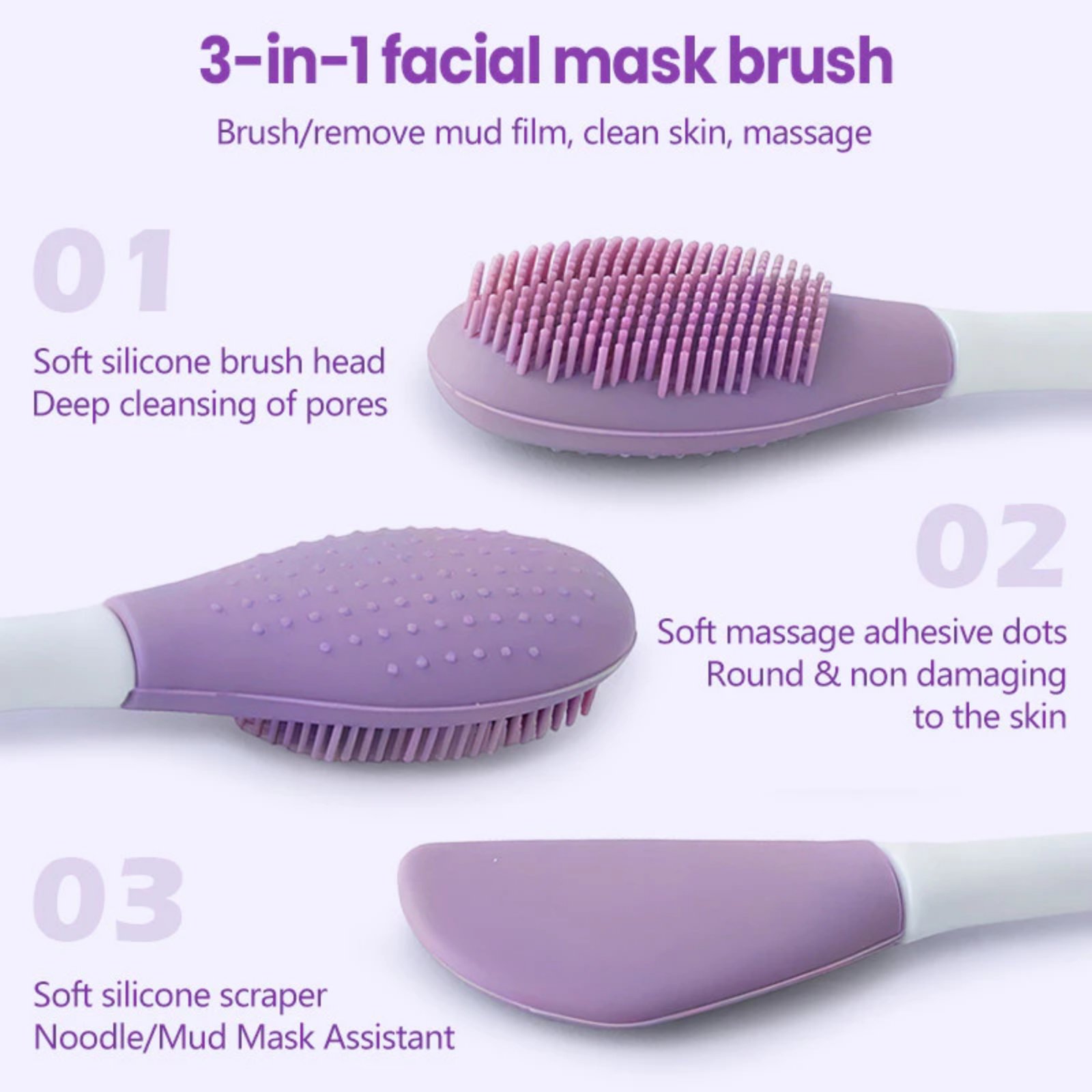 Silicone Double head Mask Brush Face Scrubber Brush Mud Special Scraper ...
