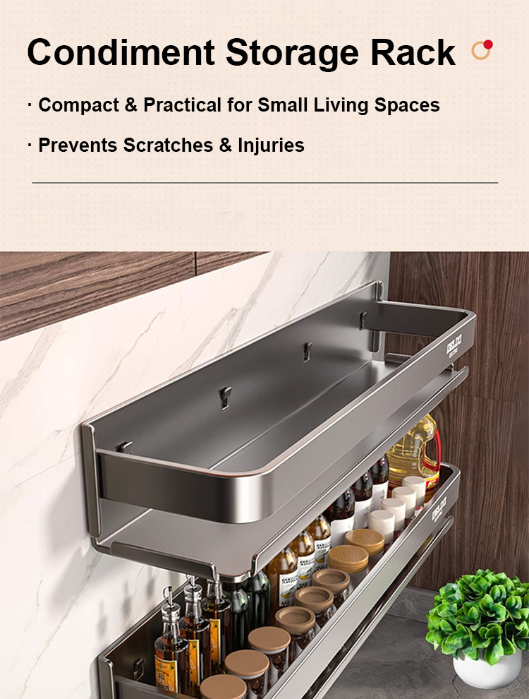 H&M Wall Mounted Spice Rack - Kitchen Organizer Shelf for Condiments ...
