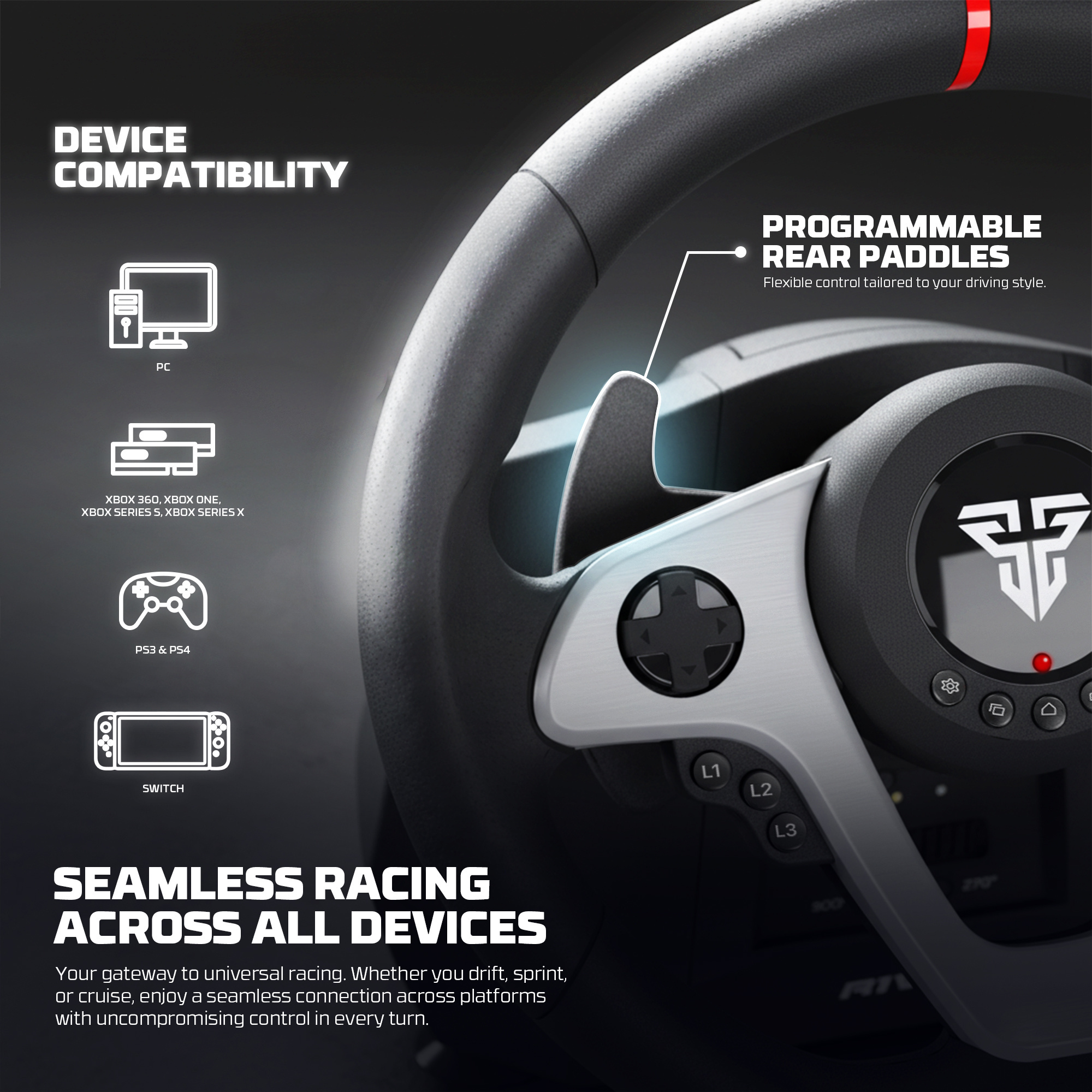 Fantech R1V2 Racing Steering Wheel Dual Motor Vibration PC Driving ...
