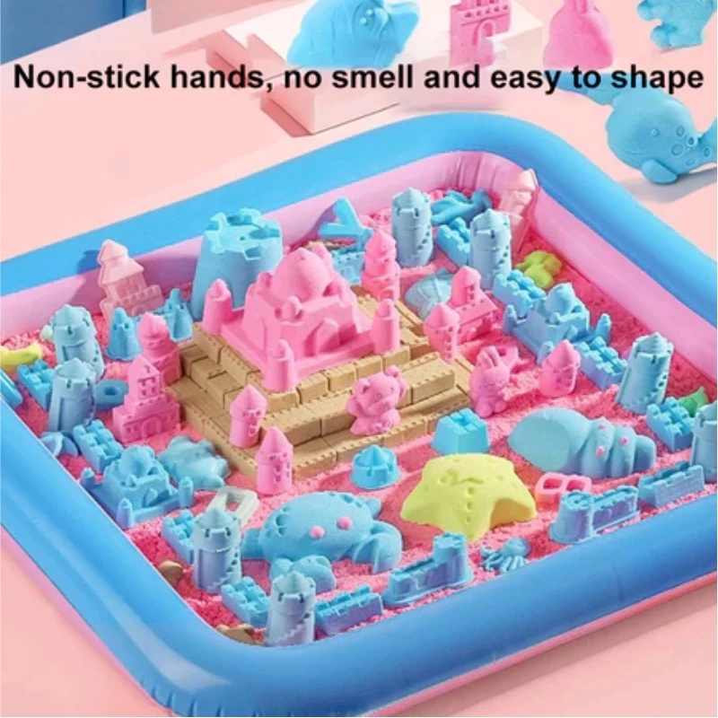 Space Magic Kinetic Sand Playset 76pcs Molds Inflatable Pool Tools Non ...