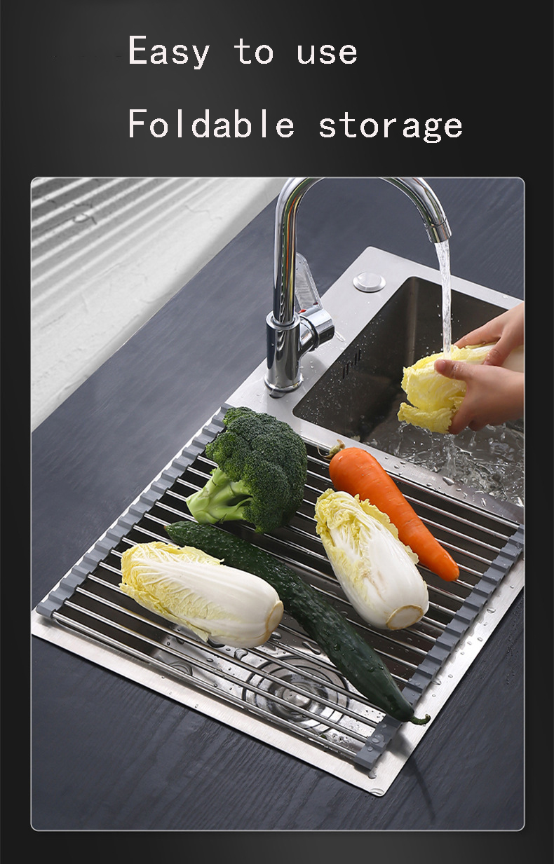 Multi-Purpose High-Load-Bearing Kitchen Drain Rack Thickened Stainless ...