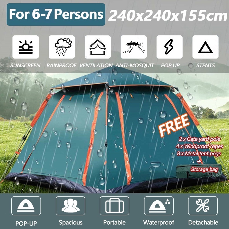 4/6/8 Person Family Tent Outdoor Tent Automatic Waterproof tent Outdoor ...