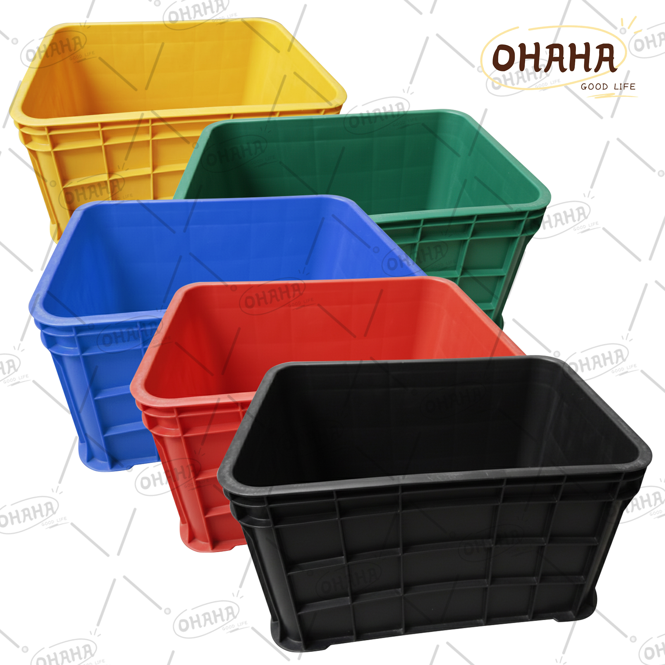 OHAHA STACKABLE HEAVY DUTY 50L SOLID BIG CLOSED CRATES | Shopee Philippines