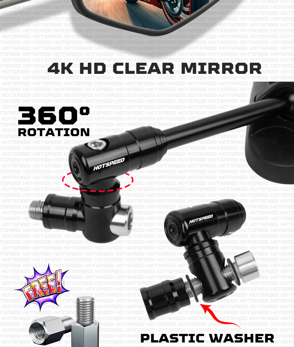 HOTSPEED Side Mirror For Motorcycle 360 Rotation Universal CNC Folding ...