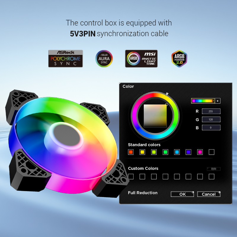 ESGAMING RGB PC Fan 3 IN 1 Kit Case Fan Dual Sync Mode 6 Pin Silent ...