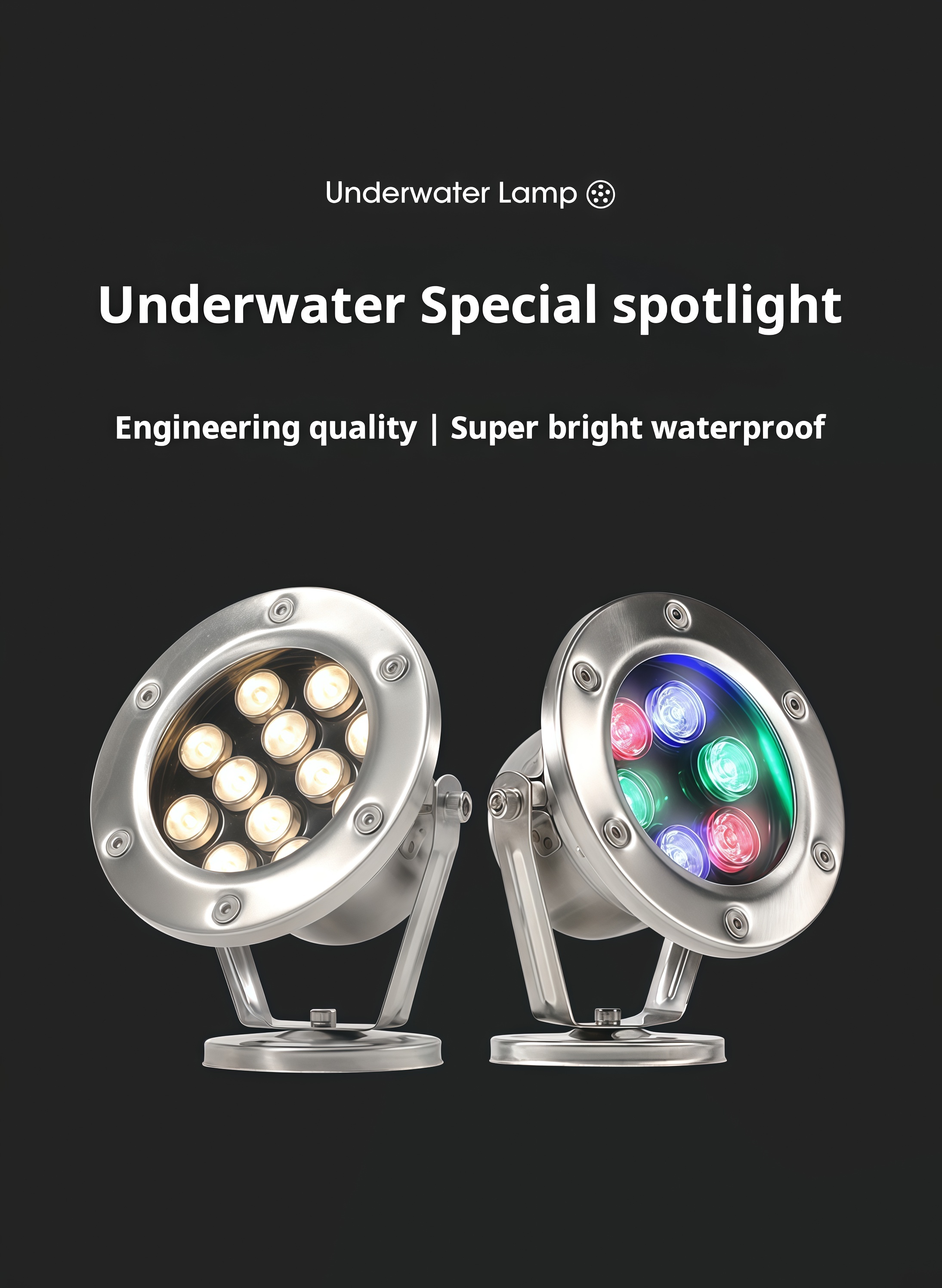 DC24V Stainless Steel LED Underwater Fountain Light IP68 RGB for Pond ...