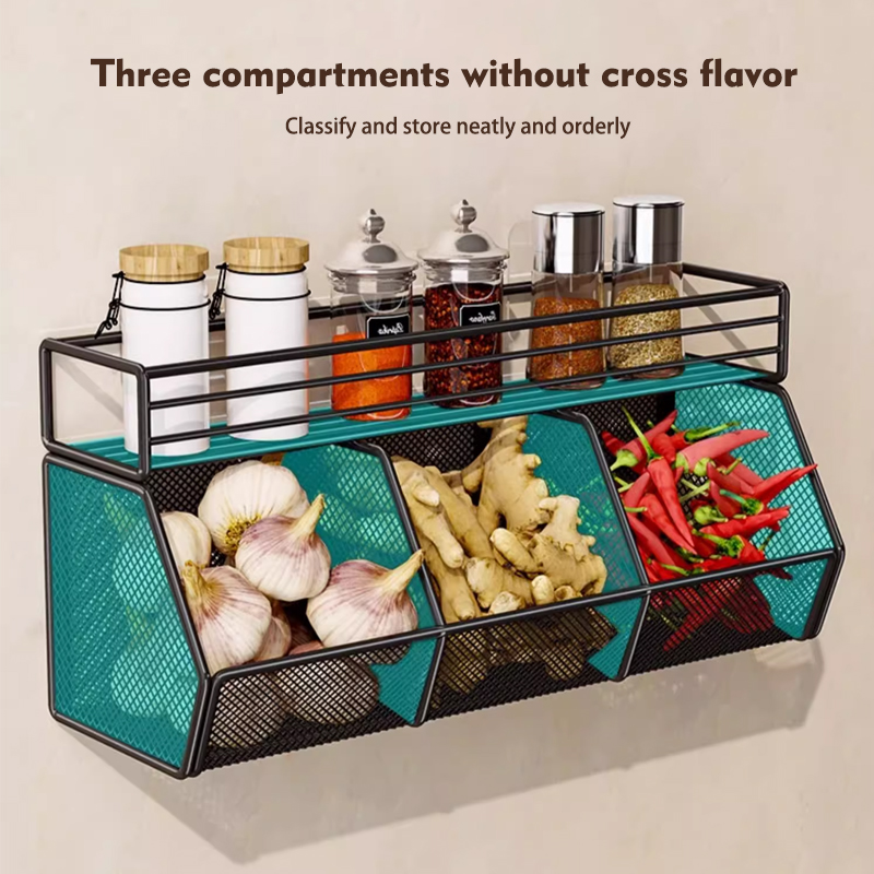YOICE Wall Mounted Condiments Organizer Rack Kitchen Spice Storage ...