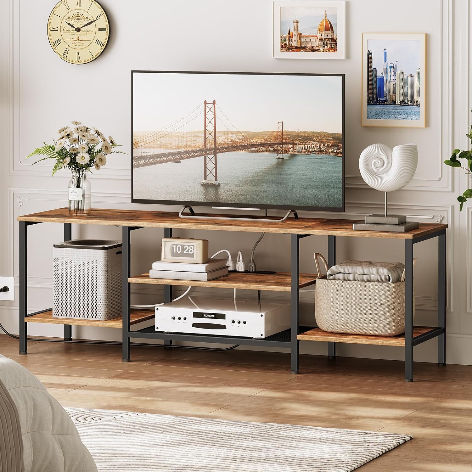 Multi-layer Tv Rack Storage Cabinet Shelf Living Room Metal Frame Tv ...