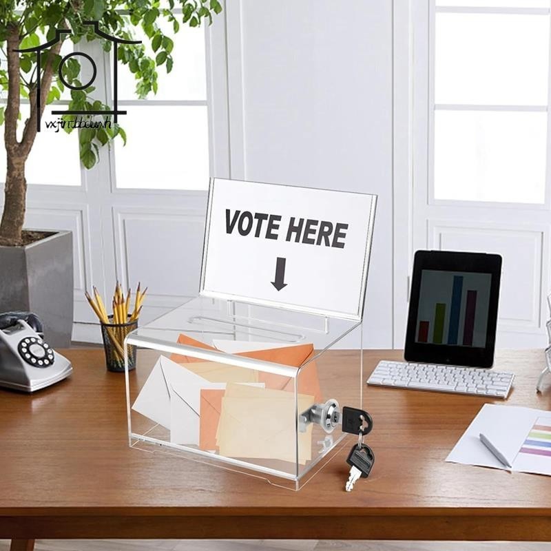 Tip Box Acrylic Transparent Ballot Box with Lock and Key Voting ...