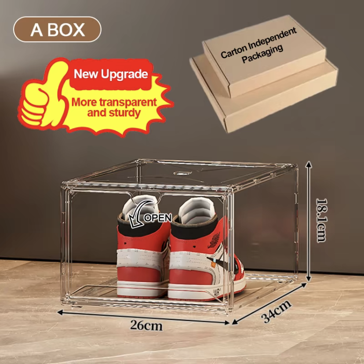 Acrylic Shoe Box Stackable Magnetic Shoe Rack Transparent Storage ...
