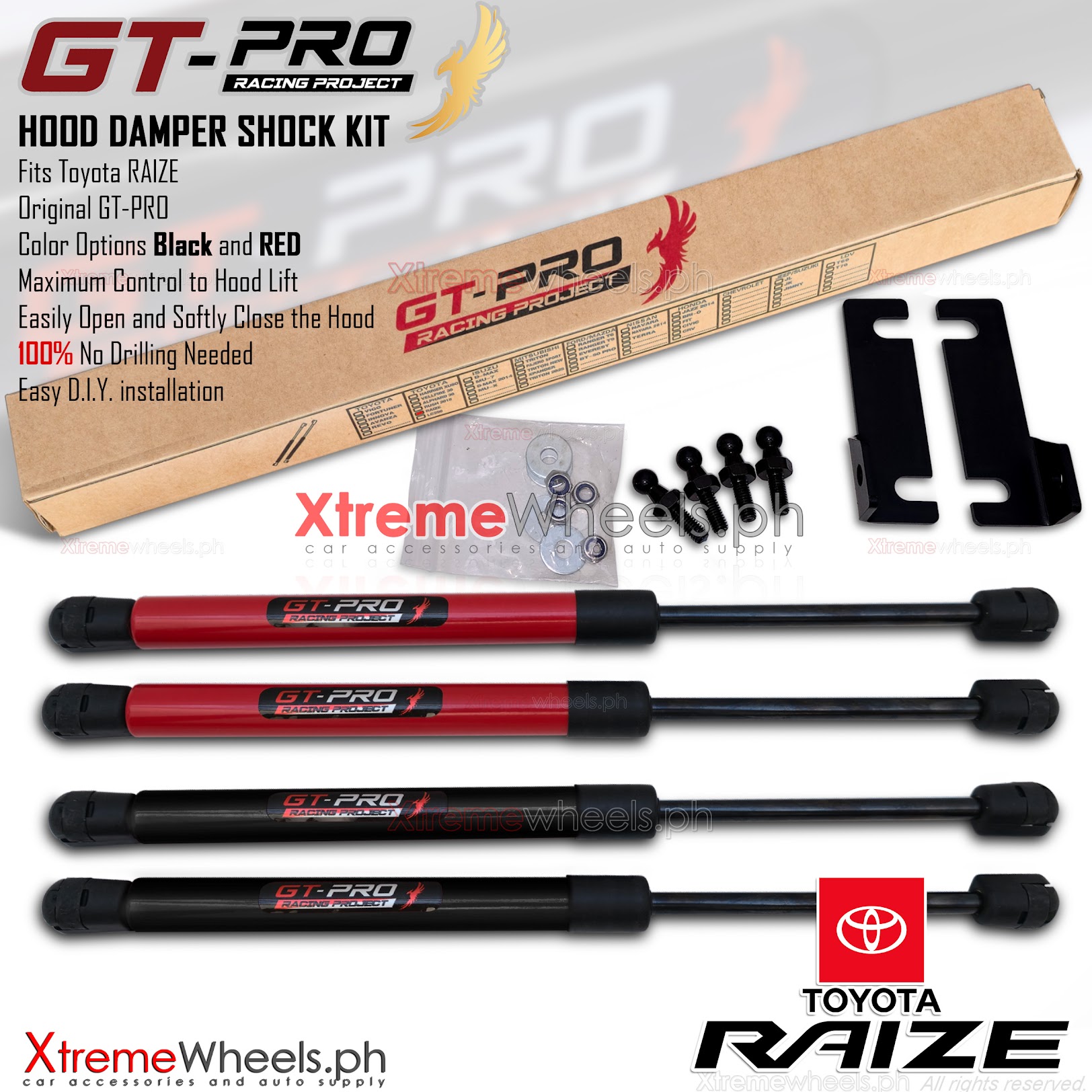 Toyota Raize E G Turbo 2022-2026 Hood Damper GT PRO Brand Shock Kit ...