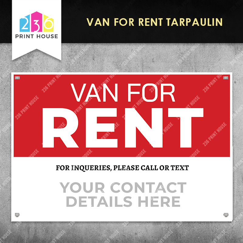 VAN FOR RENT Tarpaulin Banner • FREE Eyelets • Car For Rent Tarpaulin ...