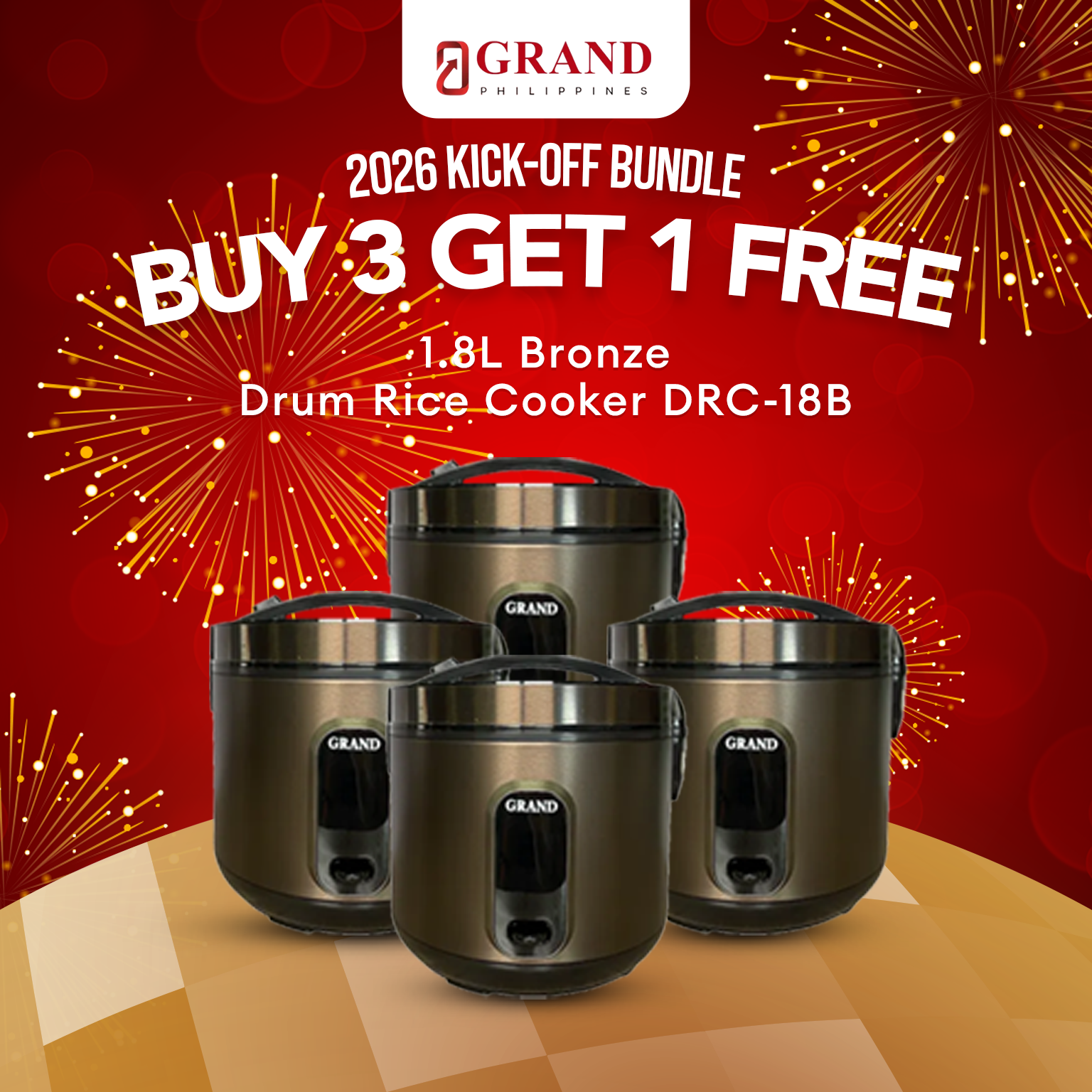 GRAND 2026 Kick Off Sale Rice Cooker Bundle: Buy 3, Get 1 FREE (4pcs ...