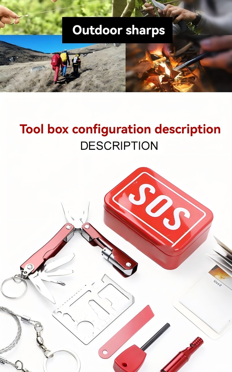 Portable SOS Survival Box Outdoor Survival Tool Storage Box Survival ...